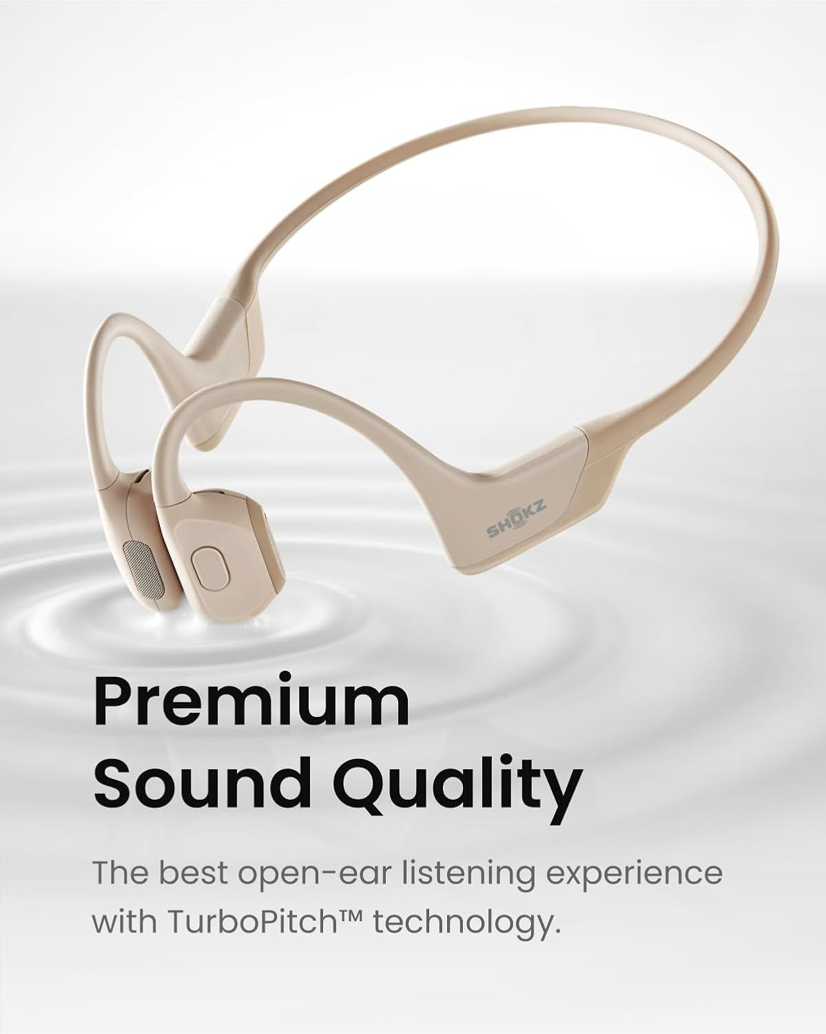 Shokz OpenRun Pro Mini Premium Bone Conduction Open-Ear Sport Headphones Beige S811-MN-BG-US