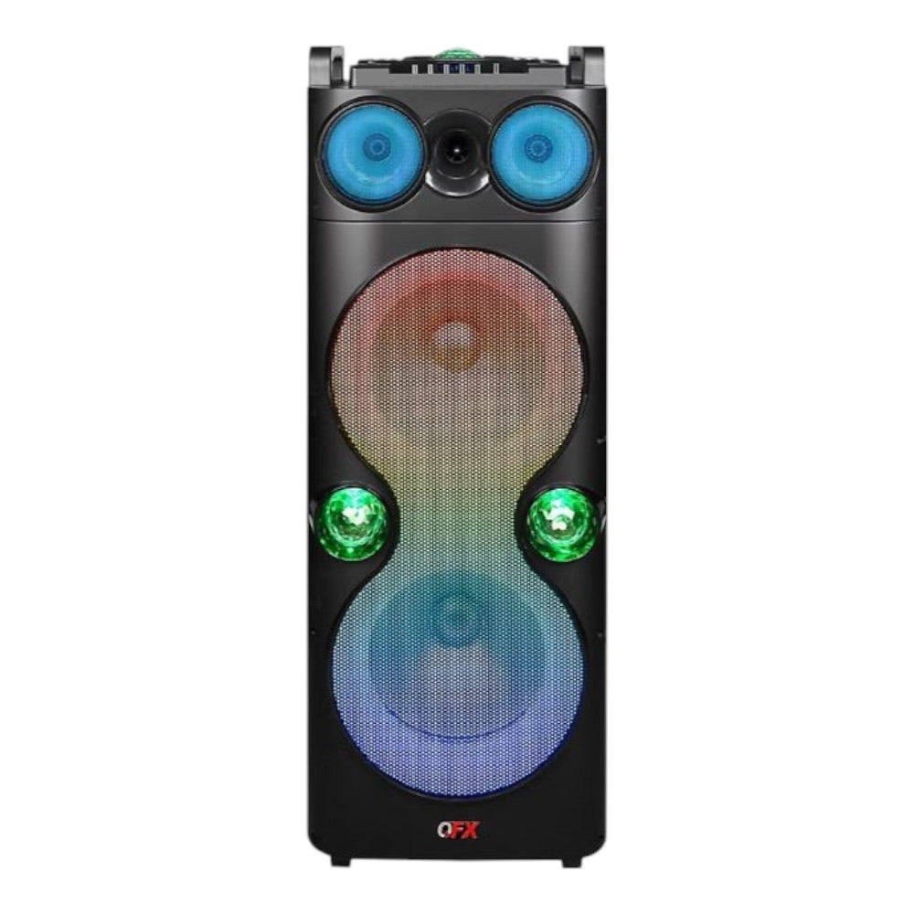 QFX PBX-1260 Dual 12" Party Speaker w/ Rechargeable Battery & LED Lights