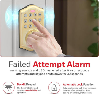 Honeywell Safes & Door Locks Keyless Entry Door Lock with Smart Electronic Keypad Deadbolt 8712009