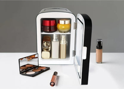 Frigidaire 9-Can or 6L Beauty Light Up Mini Refrigerator EFMIS209-BLACK, Includes 12V DC car adapter & 110v home power cord