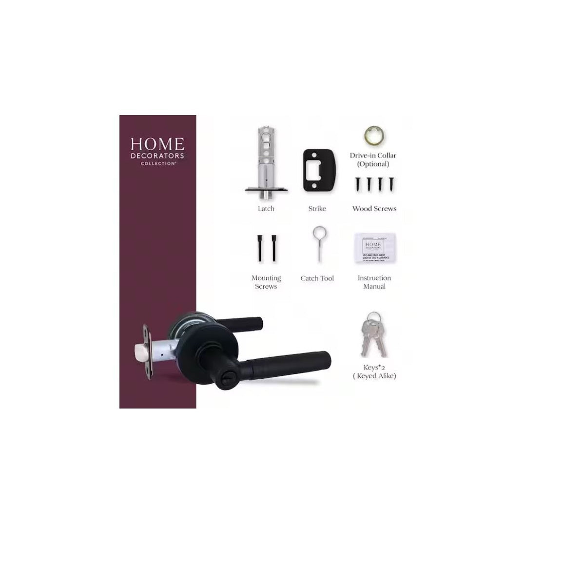 Woodcliff Matte Black Keyed Entry Door Handle Featuring Dual Keyway LH4X9FSJYYC