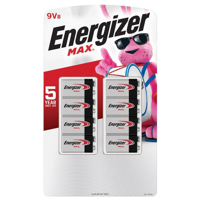 Energizer MAX Alkaline 9 Volt Batteries, 8-Pack