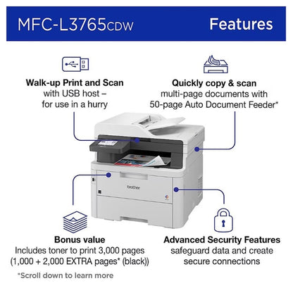 Brother Wireless Digital Color All-in-One Laser Printer MFC-L3765CDW