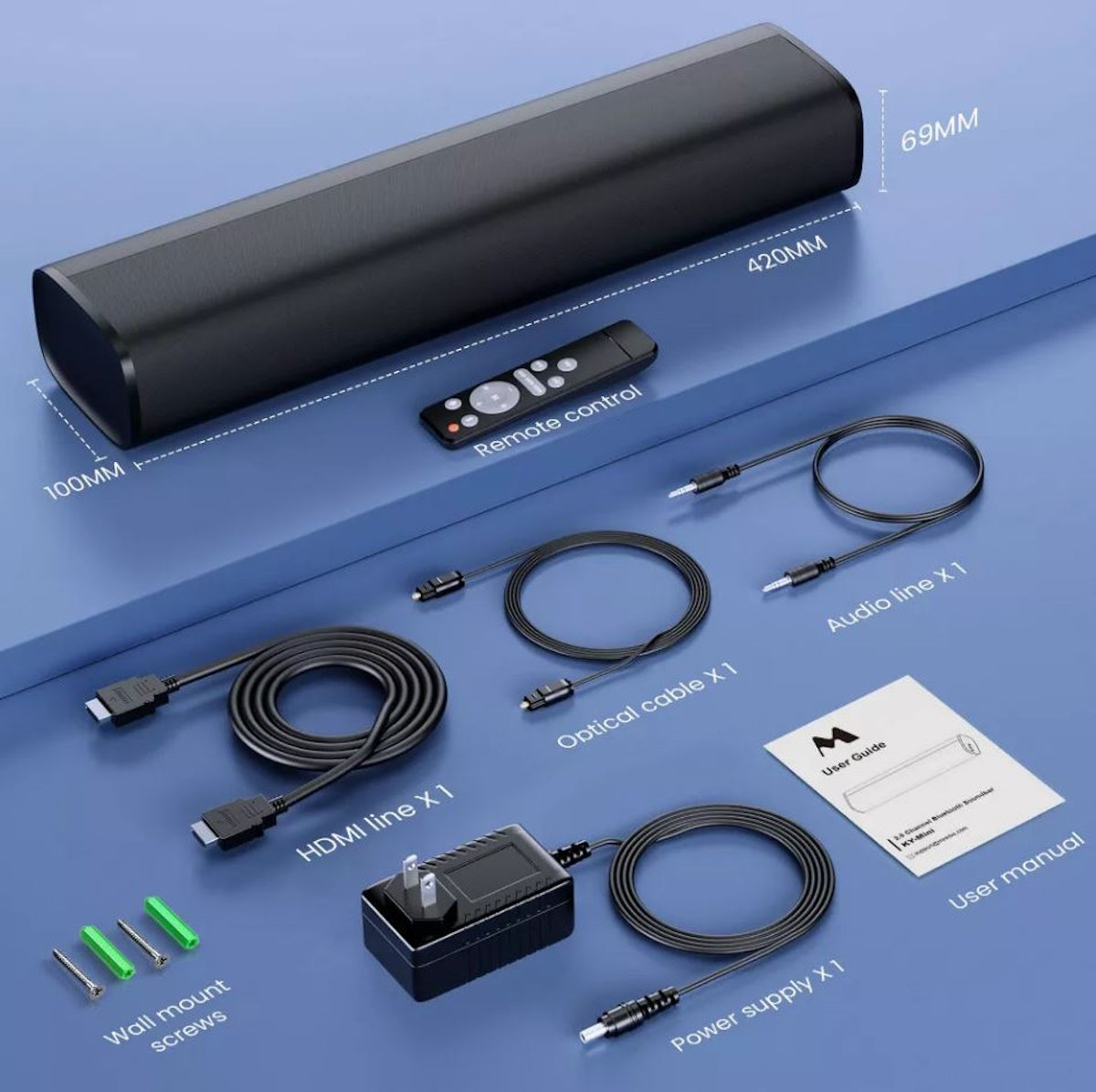 MOVSSOU Bluetooth Sound Bar Small Surround Sound 17"
