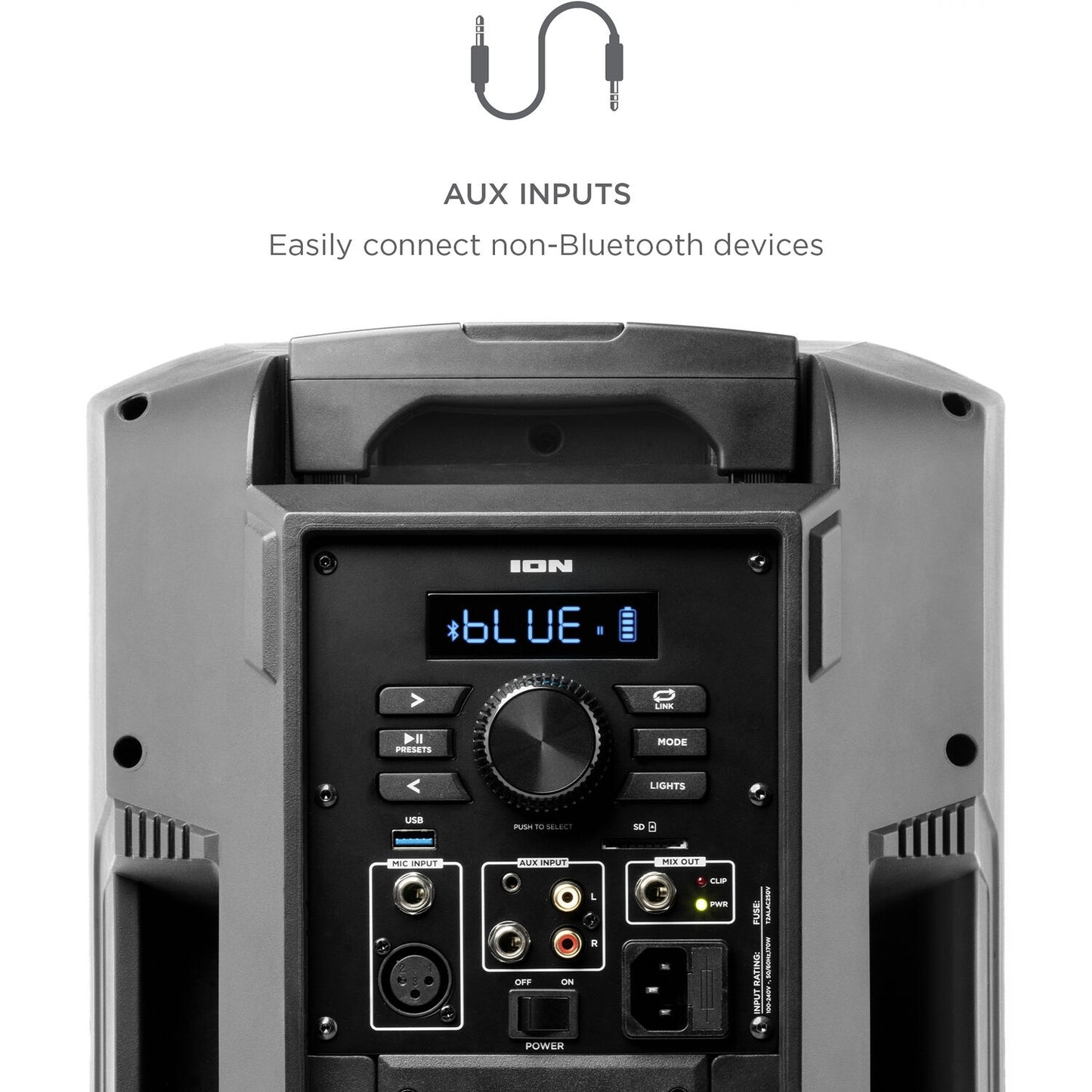 ION Audio Power Glow 300 Portable Bluetooth Loudspeaker with Wired Microphone IPA118A
