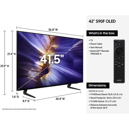 Samsung - 42” Class S90F Series OLED 4K UHD SamsungVision AI Smart Tizen TV (2025) QN42S90FAEXZA