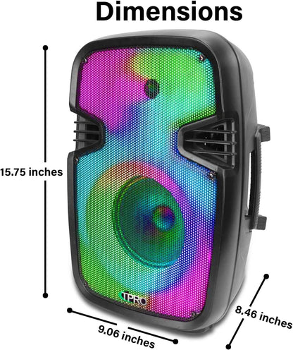 Technical Pro PLIT8 Rechargeable Portable 8" Bluetooth Party Speaker with LED