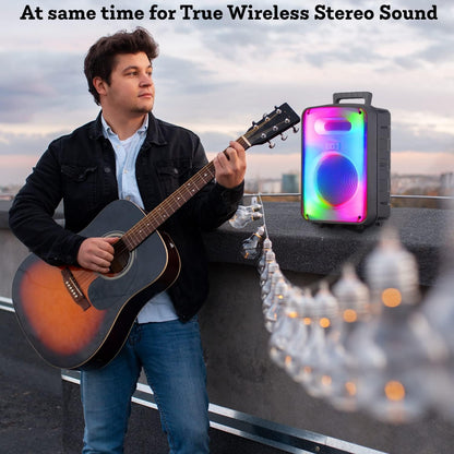 Technical Pro 600W Rechargeable 8" Bluetooth Speaker w/ LED, FM & USB