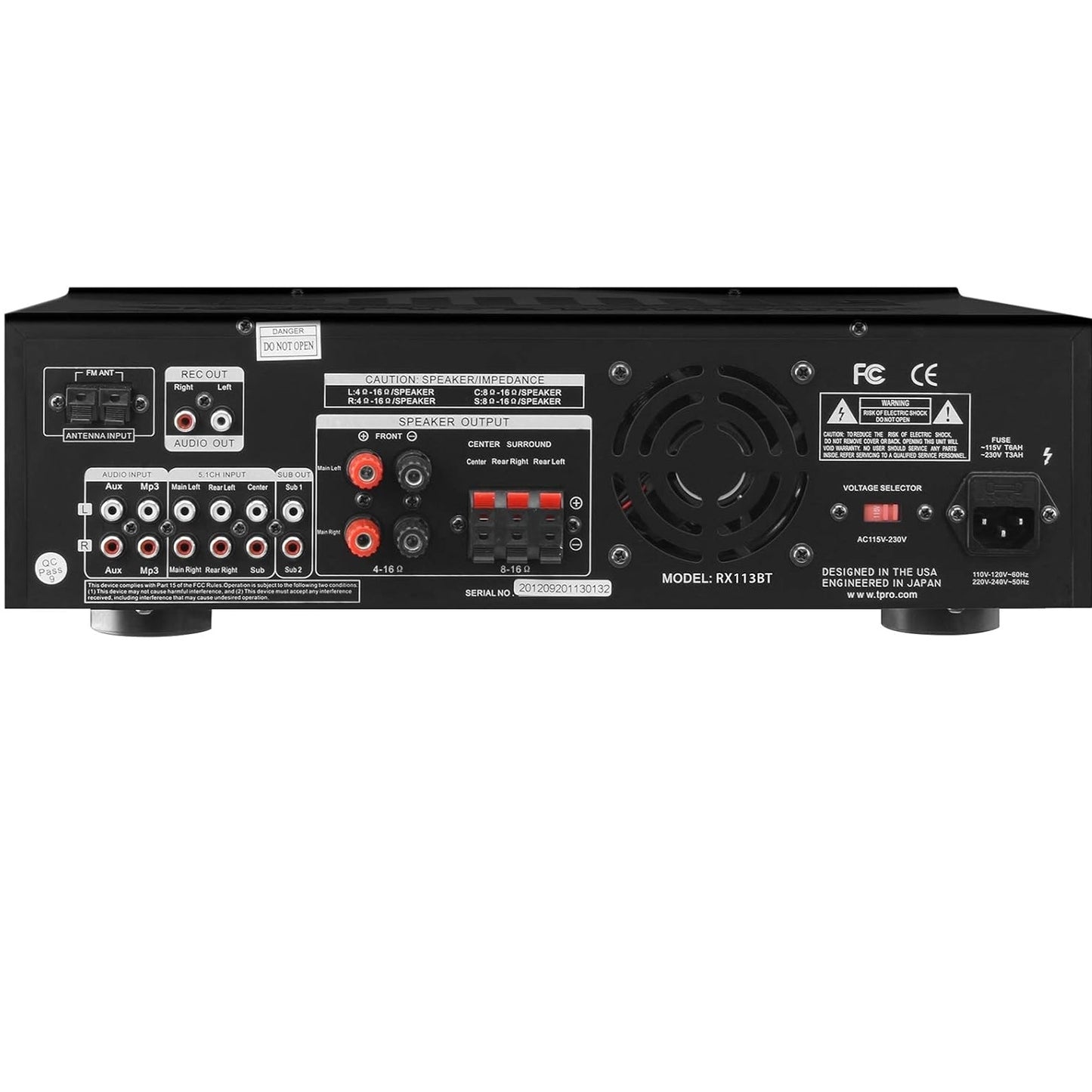 Technical Pro RX113BT 1500w Bluetooth Home Receiver Amplifier Amp w/ 10 Band EQ