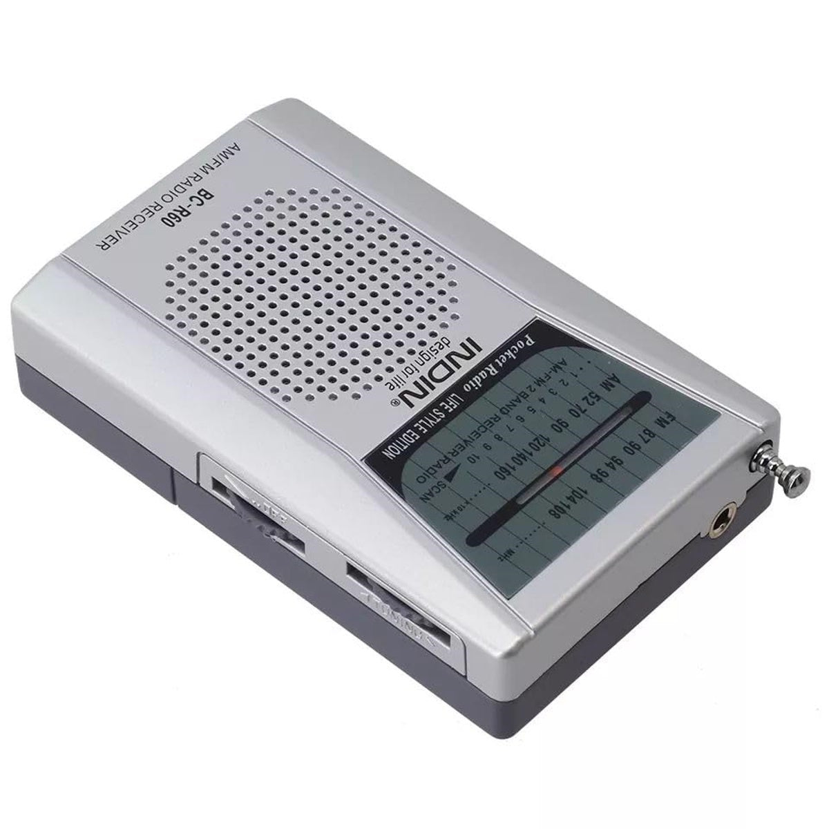 INDIN BC-R60 Portable AM/FM Radio, Manual Tune, Pocket Size, Built-In Speaker, 3.5mm Earphone Jack