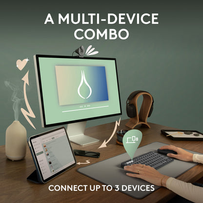 Logitech - Pebble 2 Combo Compact Wireless Scissor Keyboard and Mouse Bundle Graphite 920-012061