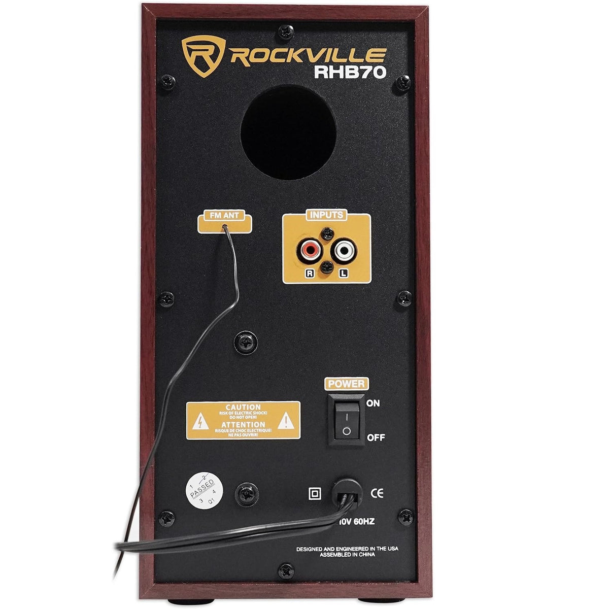 Rockville RHB70 100W 2.1 Powered Home Theater Speaker System, Cherry Wood
