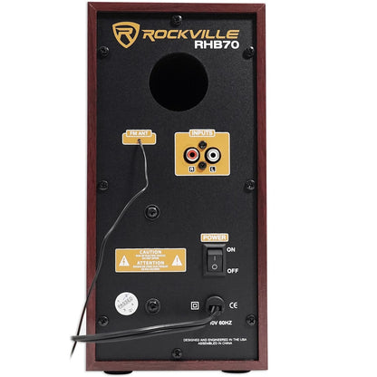 Rockville RHB70 100W 2.1 Powered Home Theater Speaker System, Cherry Wood