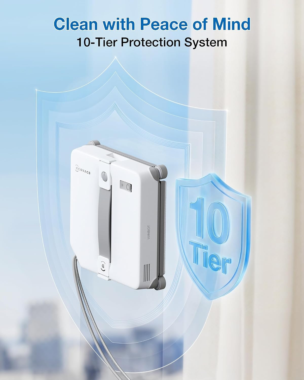 ECOVACS Robotics - WINBOT Mini2 Window Cleaning Robot, 5 Smart Modes, 10-Stage Safety