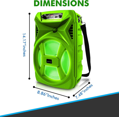 Technical Pro SPARK8GNEON Rechargeable 8" Bluetooth LED Speaker with USB Card Inputs