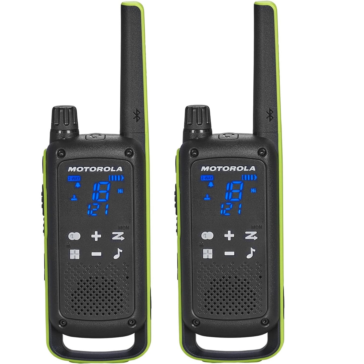 Motorola Solutions T803 Waterproof IP54 Two Way Radio Walkie Talkie 35 mi. Bluetooth w/Charging Dock 2-Pack Lime Green