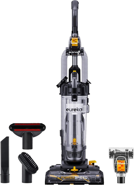 EUREKA PowerSpeed Lightweight Powerful Upright Vacuum Cleaner for Carpet and Hard Floor, Pet Turbo, Black/Yellow NEU181D