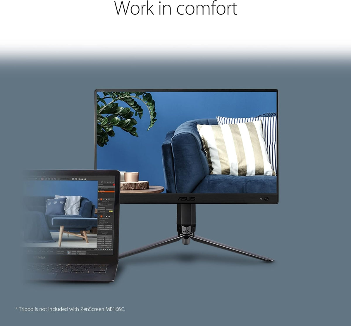 ASUS ZenScreen MB166C Portable USB Monitor- 15.6 inch, 1920 x 1080, 5ms, Full HD, IPS, USB Type-C