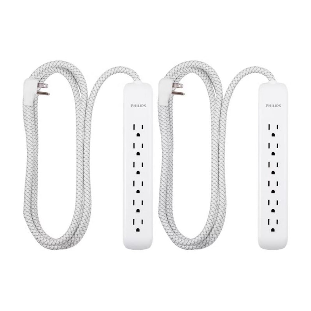Philips 6-Outlet Surge Protector, 2 pack - White SPP3383W/37-T1-DI1
