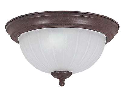 Sunset Lighting F7100-62 Flush Mount with Frosted Melon Glass, Rubbed Bronze Finish