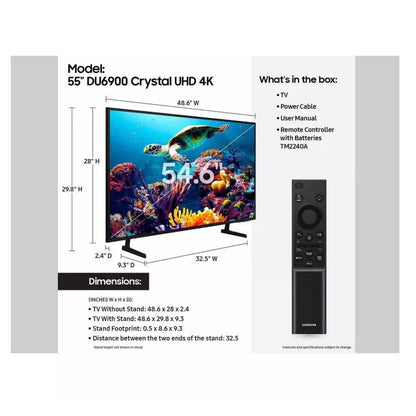 Samsung 55” DU6900 Crystal UHD 4K Smart Tizen TV (2024) UN55DU6900