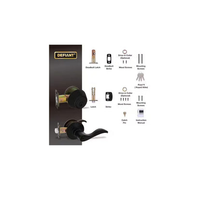 Defiant Naples Aged Bronze Combo Pack with Single Cylinder Deadbolt, ANSI Grade 3 (Good), Steel, for Residential