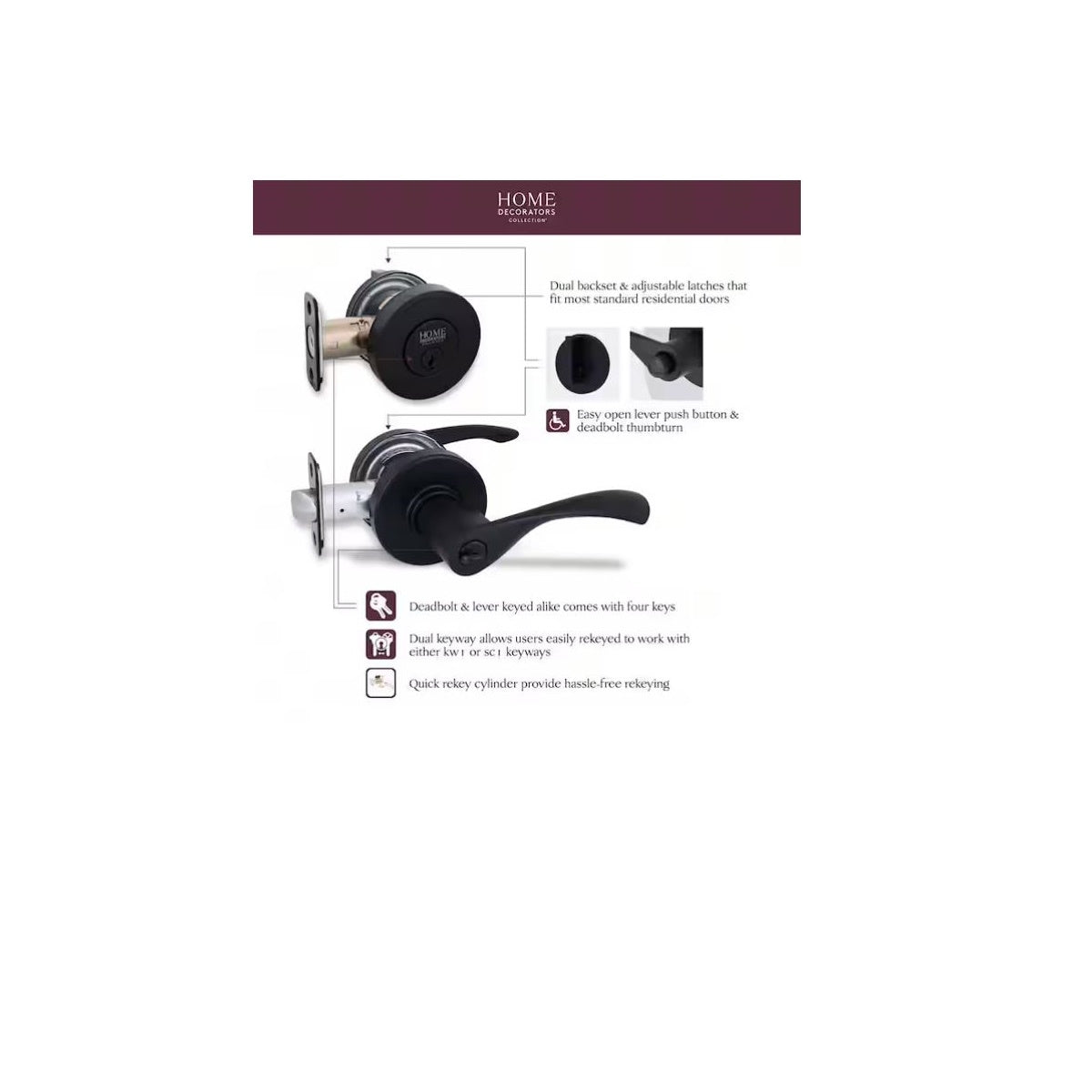 Primrose Matte Black Single Cylinder Door Handle Combo Pack Featuring Dual Keyway MS9X9D11SJYYCXJ