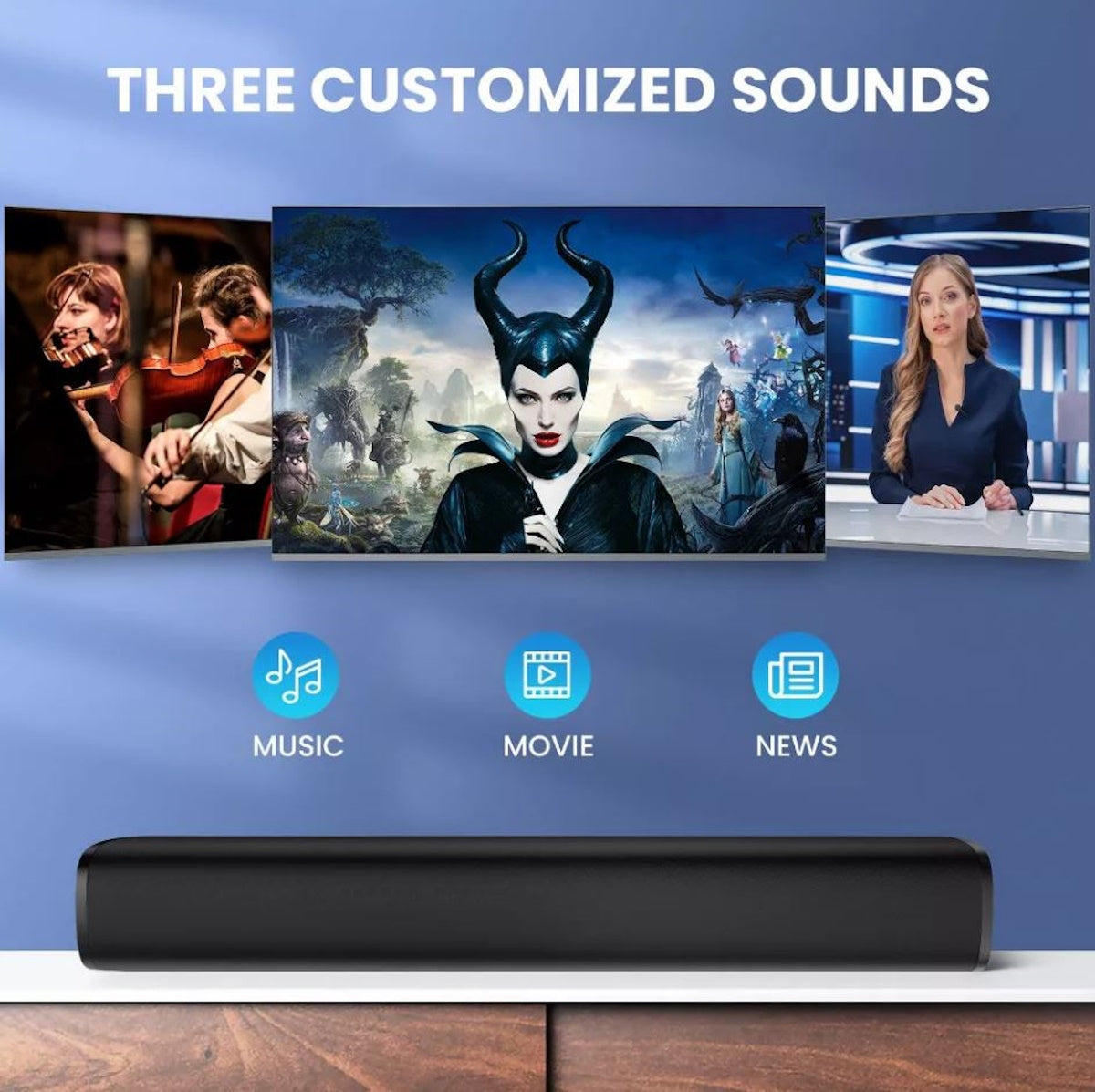 MOVSSOU Bluetooth Sound Bar Small Surround Sound 17"