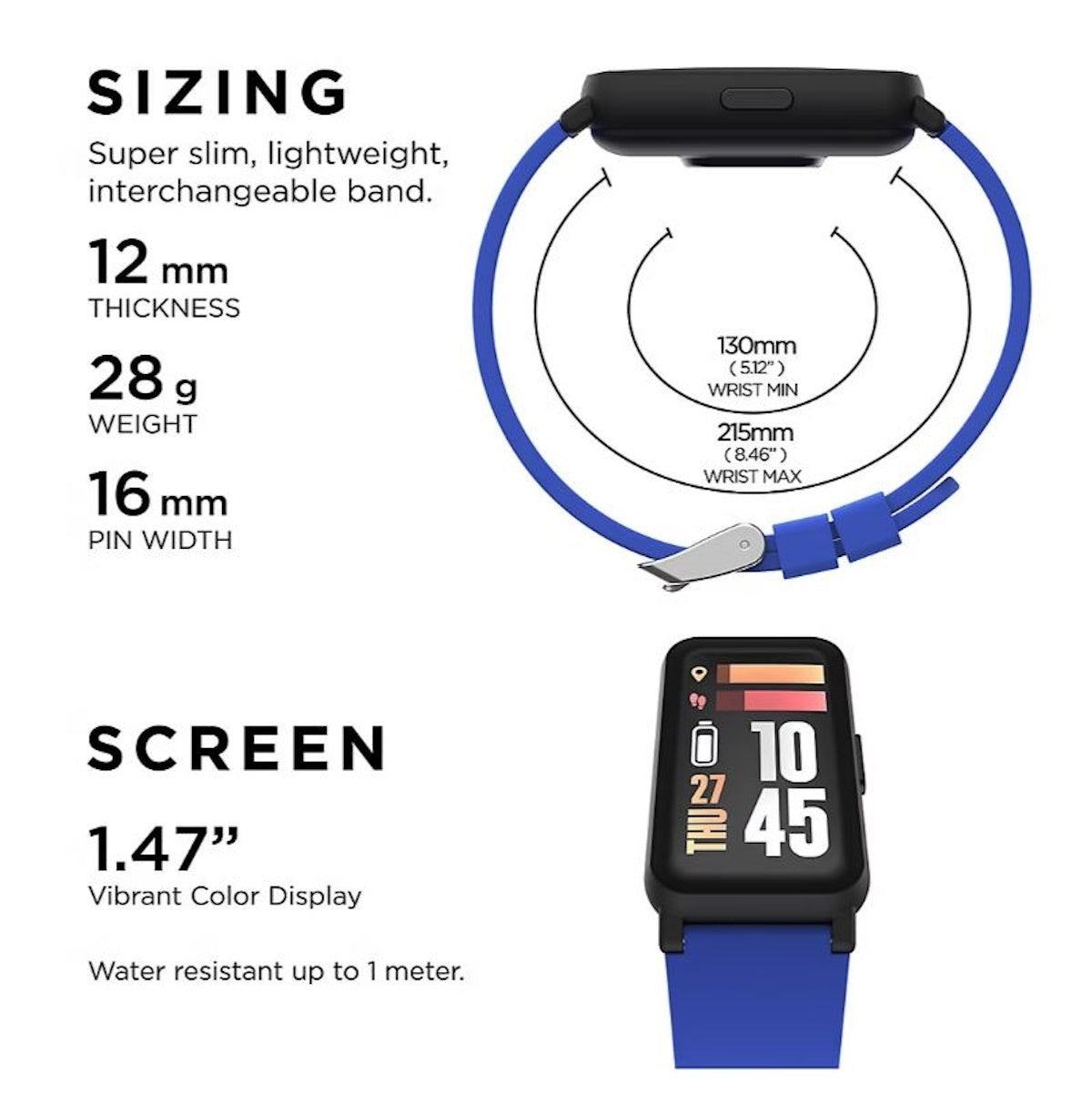iTouch Active 4 Unisex Blue Smartwatch Fitness Tracker TC4S01-G06