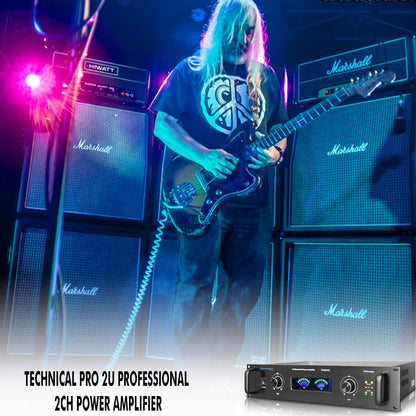 Technical Pro 6000 W Professional Portable PA System Stereo Power Amplifier | 2 Channel Digital Amplifier