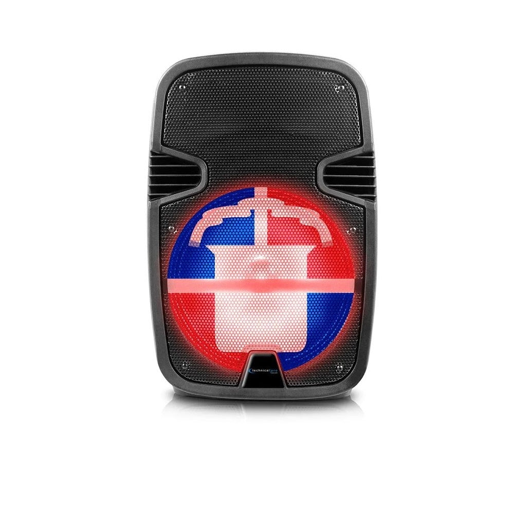 Technical Pro FLAG12MX 12-Inch Rechargeable Bluetooth Party Speaker with Mexican Flag Design