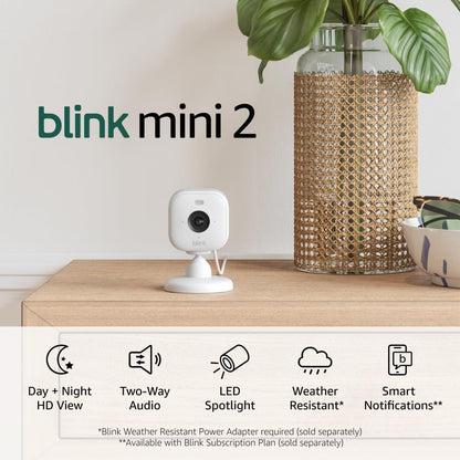 Blink Mini 2 Indoor/Outdoor 1080p Plug-In Security Camera (2-Pack) - White B0BWX1D2DW