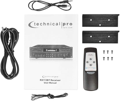 Technical Pro RX113BT 1500w Bluetooth Home Receiver Amplifier Amp w/ 10 Band EQ