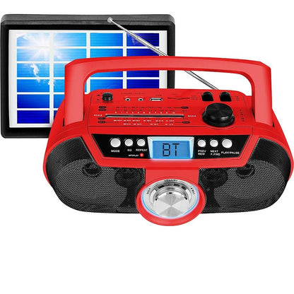 Technical Pro Rechargeable Bluetooth Portable Solar Powered Speaker with USB /SD Inputs Red