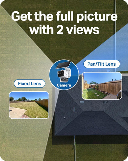 TP-Link Tapo C645D Solar-Powered Outdoor Dual Lens Pan & Tilt Security Camera Kit with Night Vision & Spotlights