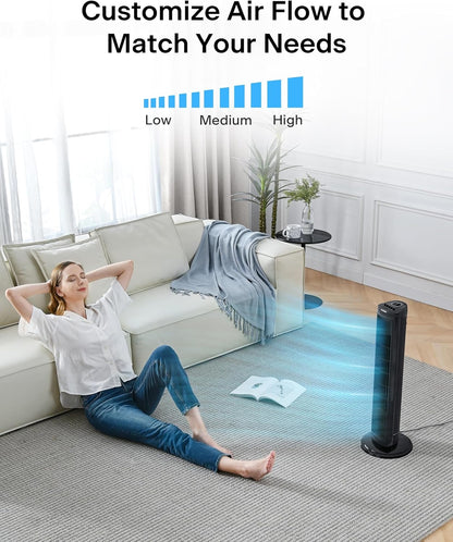 PELONIS 30 Inch Oscillating Tower Fan with 3 Speed Settings and Auto-off Timer, Standing Fan Black PFT28A2BBB