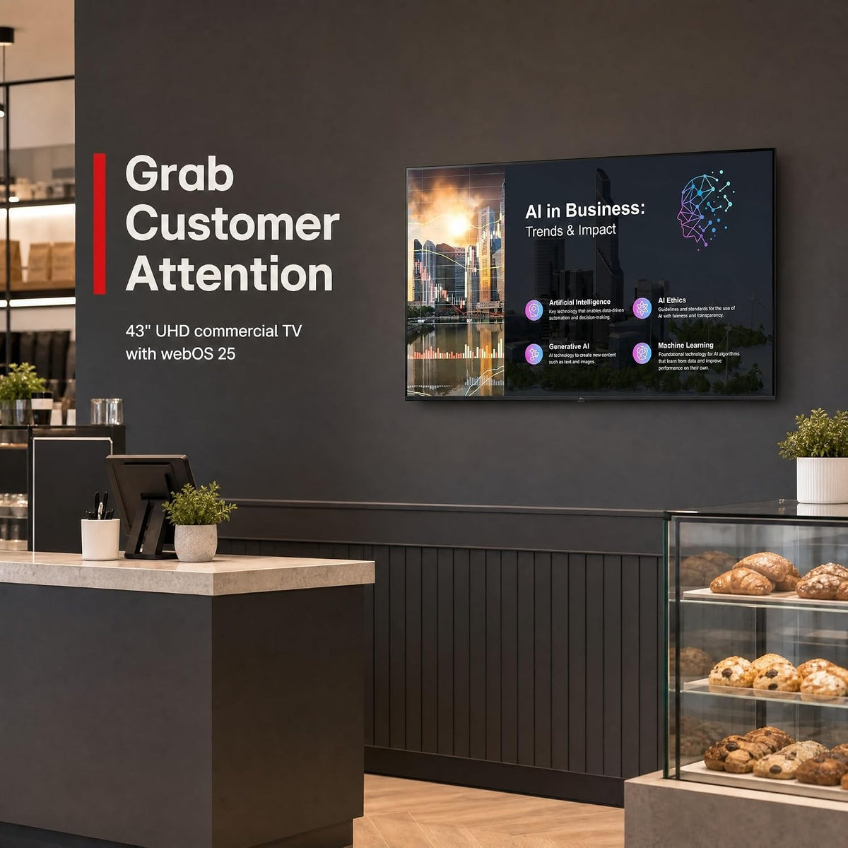 LG PK640S Series 43" 60Hz 8ms UHD 4K HDR Commercial Signage TV 43PK640S0UB