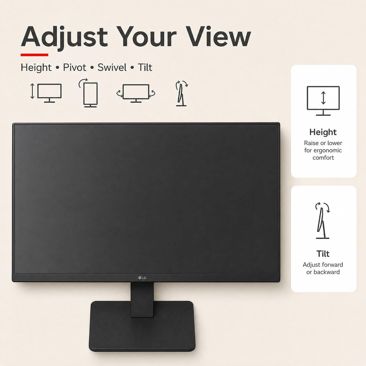 LG 27BA450-B 27" 16:9 5ms Full HD 1920 x 1080 at 100 Hz Monitor HDMI | DisplayPort | VGA