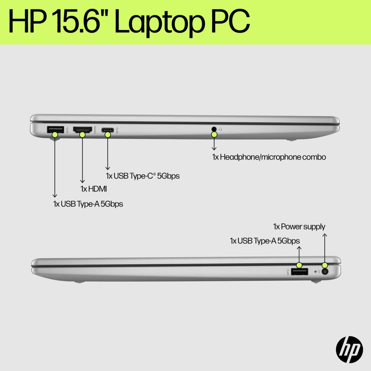 HP 15-FD0015TG 15.6" HD Notebook, Intel N200, 3.70GHz, 8GB RAM, 256GB SSD, Win11HS - 8C343UA#ABA