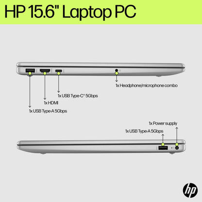 HP 15-FD0015TG 15.6" HD Notebook, Intel N200, 3.70GHz, 8GB RAM, 256GB SSD, Win11HS - 8C343UA#ABA