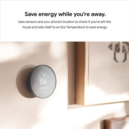 Google Nest Smart Programmable Wi-fi Thermostat Charcoal GA02081-CA
