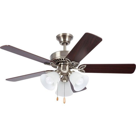 kathy ireland HOME Pro Series II Low Profile Hugger 42" Ceiling Fan LED Light Kit, 42" Reversible Blades, Brushed Steel Finish CF710BS