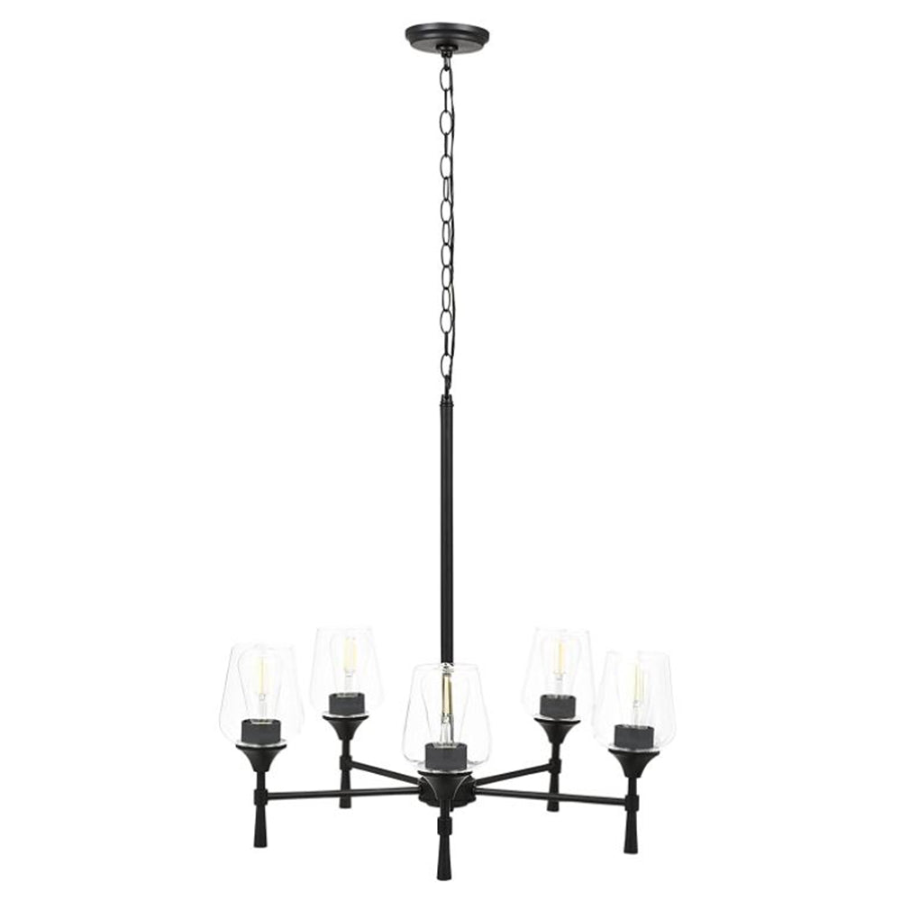Sunset Stella 5-Light Black Chandelier 100W w/ Glass Shades F27035-31