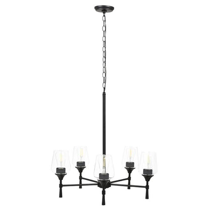 Sunset Stella 5-Light Black Chandelier 100W w/ Glass Shades F27035-31