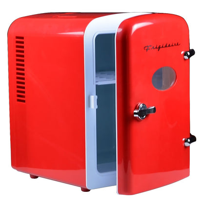 Frigidaire EFMIS129 Mini Portable Compact Personal Fridge Cools & Heats, 4 Liter Capacity Chills Six 12 oz Cans, 100% Freon-Free & Eco Friendly, Includes Plugs for Home Outlet & 12V Car Charger-Red (Renewed)