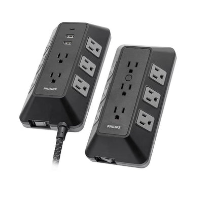 Philips 17-Outlet Surge Tap/Protector Combo Pack Black/Gray SPP9853B/37-T1-DI1