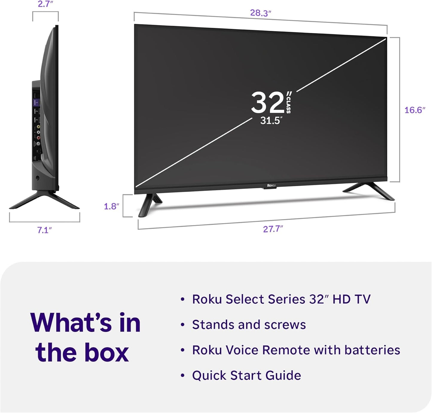 Roku 32" Class Select Series HD 720p 60Hz LED Smart Roku TV Wi-Fi & apps 2026