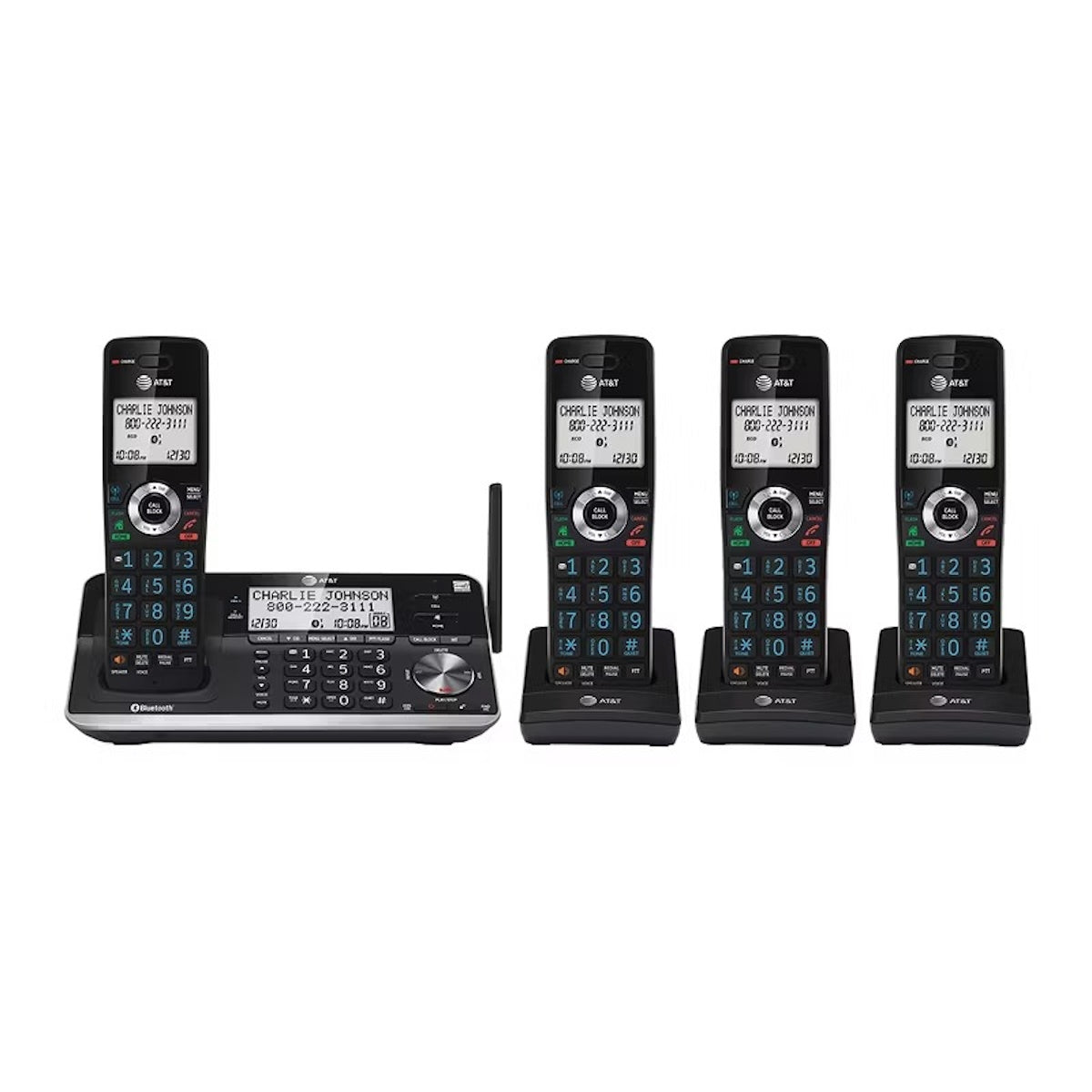 AT&T 4-Handset Cordless Phone with Unsurpassed Range with Bluetooth Connect to Cell and Smart Call Blocker and Answering System DLP73450