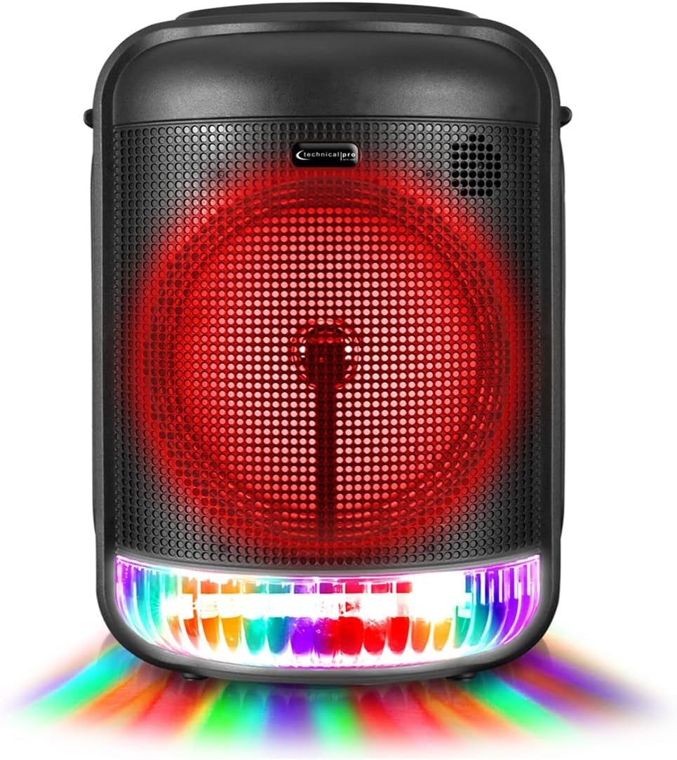 Technical Pro LIT8 Portable 8" Bluetooth LED Party Speakers w/Wireless Link Pair