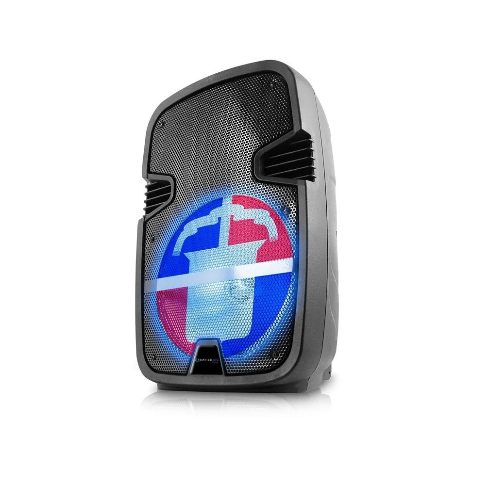 Technical Pro FLAG12MX 12-Inch Rechargeable Bluetooth Party Speaker with Mexican Flag Design